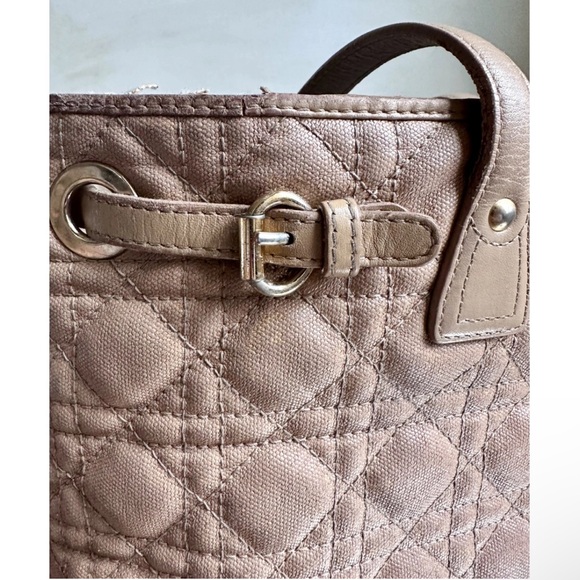 SOLD Dior  leather & coated canvas  Cannage Panarea  bag in Rosata pink / beige - Picture 6 of 10